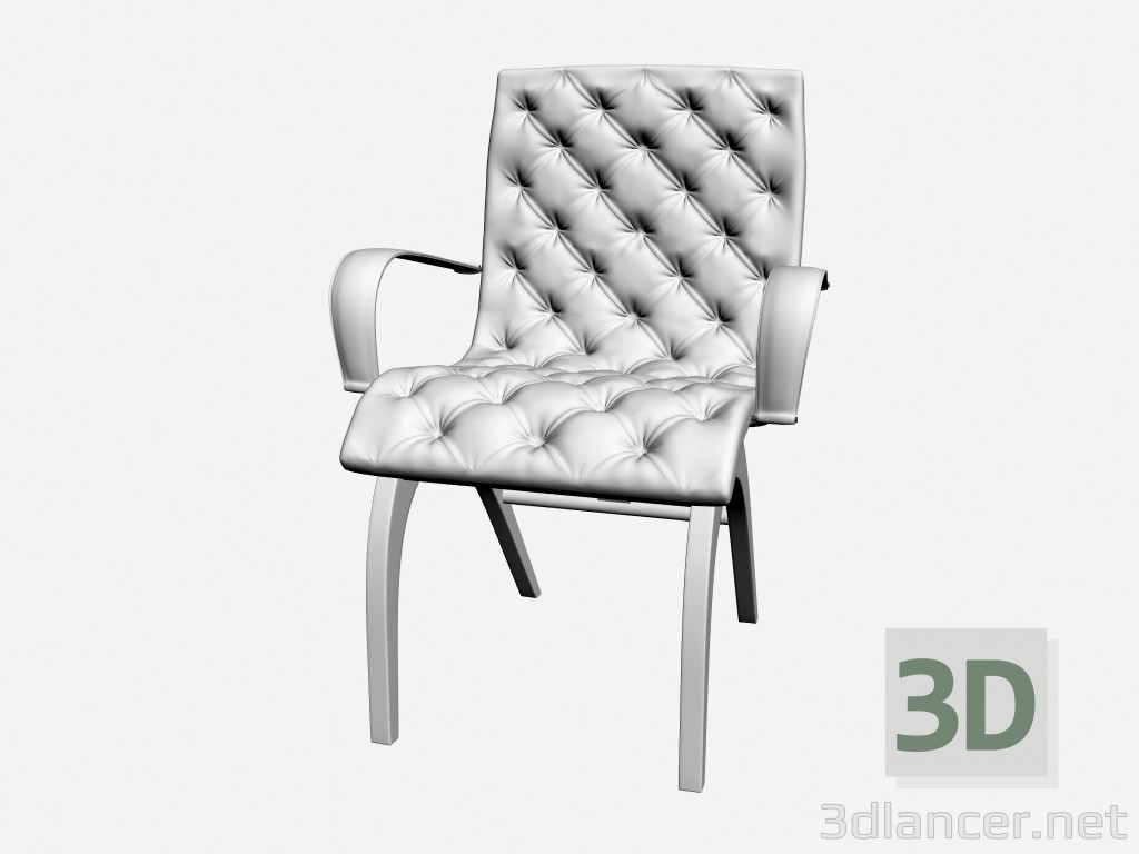 modello 3D Braccioli sedia con Herman capitonne - anteprima
