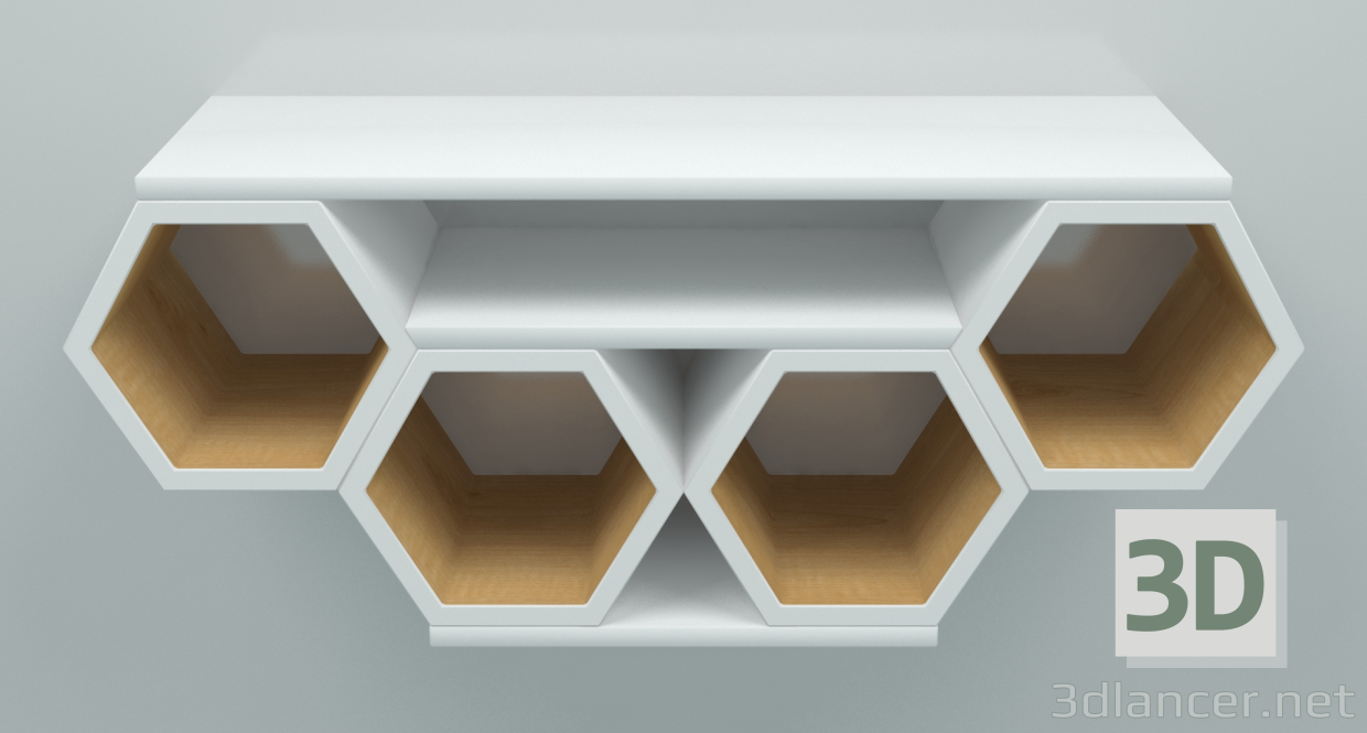 Mueble estante TV soporte TV de nido de abeja 30 de pino Angarsk 3D modelo Compro - render