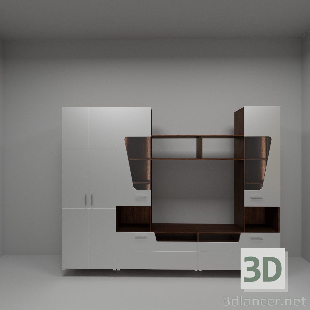 3D Oturma odası için duvar ünitesi modeli satın - render