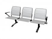 Triple bench for a conference with steel armrests