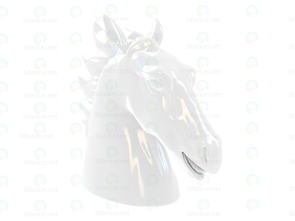 3d model Adorner horse's head White Big - preview