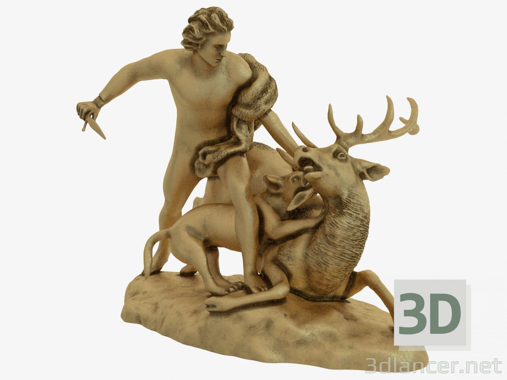 3d model Escultura de bronce Genio de caza - vista previa