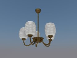 Lampadario semplice 5 lampade (bronzo, vetro smerigliato)