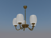 Einfache Kronleuchter 5 Lampen (Bronze, Milchglas)
