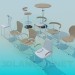 modèle 3D Un ensemble de chaises - preview