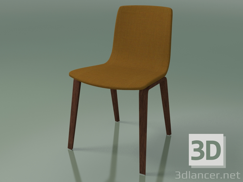 modello 3D Sedia 3955 (4 gambe in legno, imbottita, noce) - anteprima