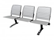 Triple seat for conference without armrests in steel