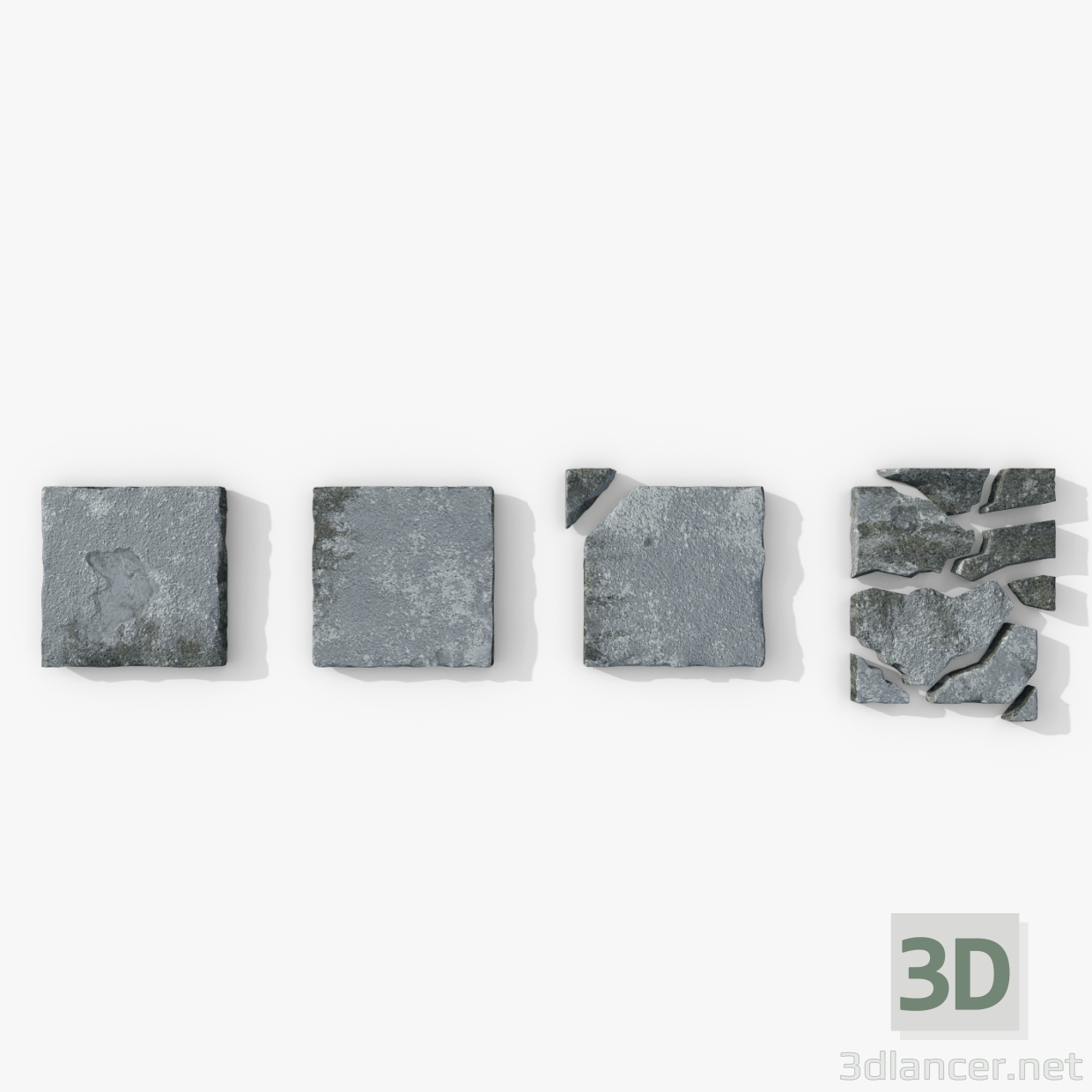 3d Плитка цемент+мох модель купить - ракурс