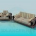 3D modeli Kanepe ve koltuk komple - önizleme