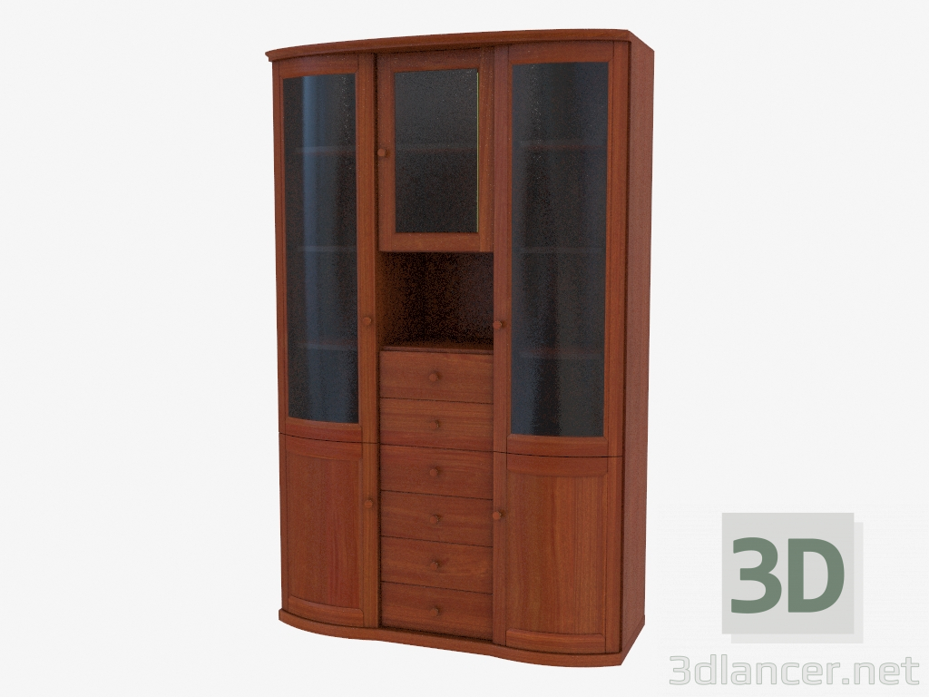 modello 3D Parete della mobilia per un armadietto a tre sezioni (4821-56) - anteprima
