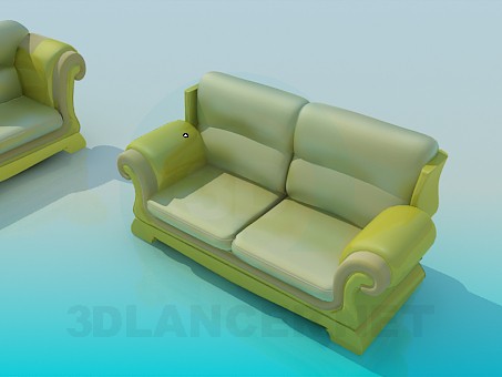3D modeli Bir birim olarak kanepeler - önizleme