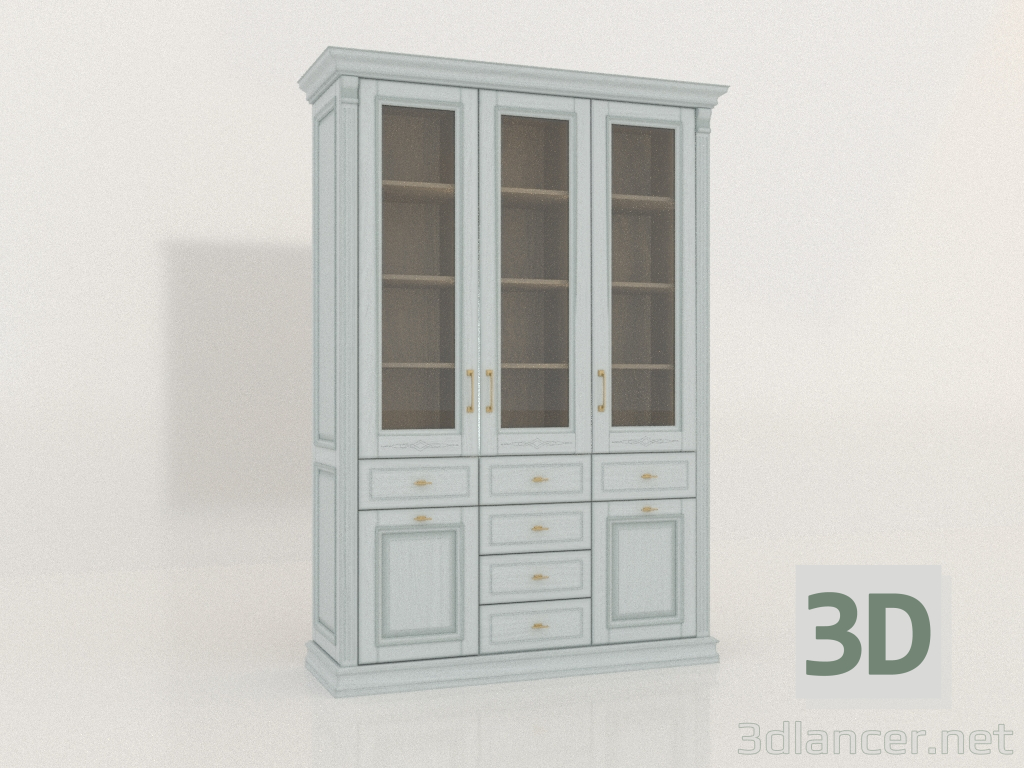 modèle 3D Vitrine à trois portes avec verre (Laguna) - preview