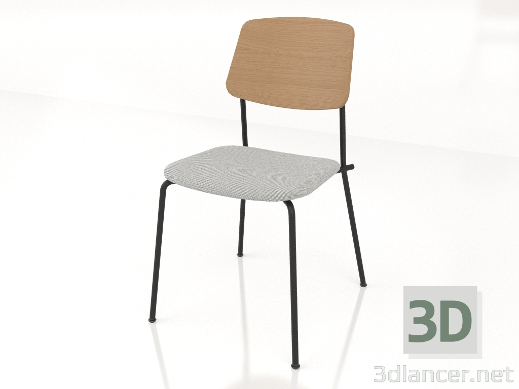 3d model Silla sin tensiones con respaldo de madera contrachapada y tapizado de asiento h81 - vista previa