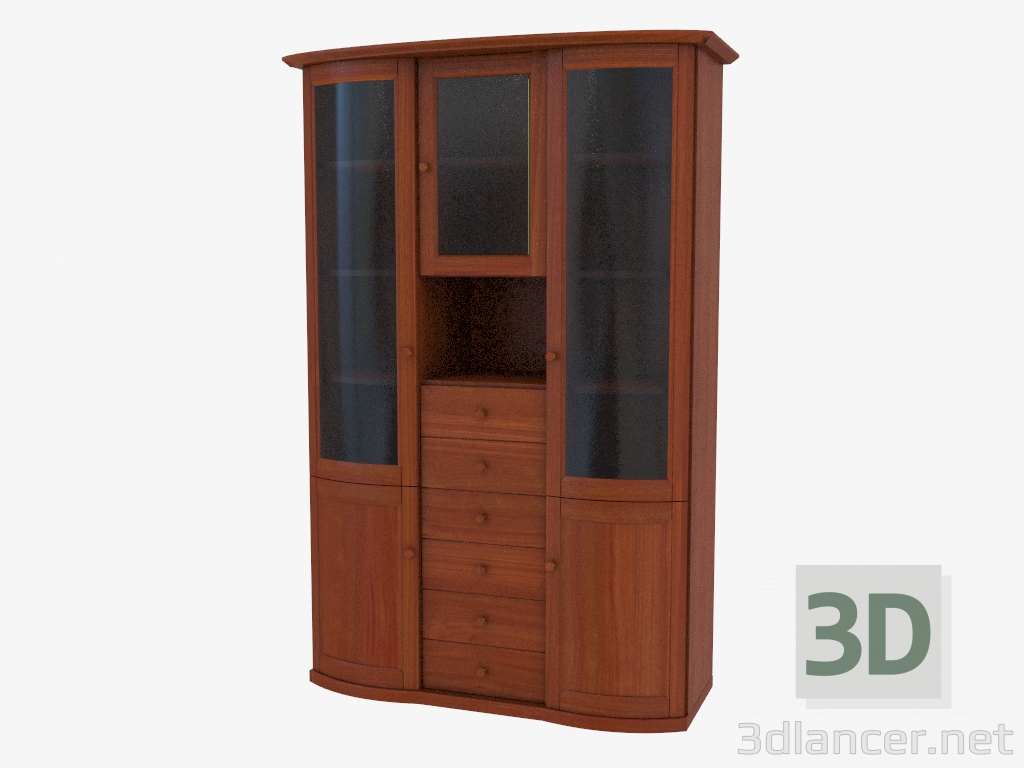 Modelo 3d A parede de móveis para um gabinete de três seções (4821-84) - preview