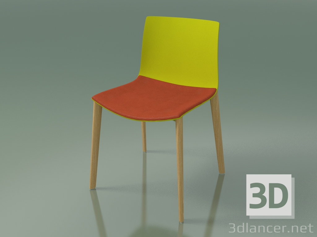 3d model Silla 0308 (4 patas de madera, con una almohada en el asiento, roble natural, polipropileno PO 00118 - vista previa