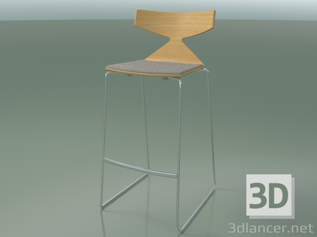 3D Modell Stapelbarer Barhocker 3713 (mit Kissen, natürliche Eiche, CRO) - Vorschau