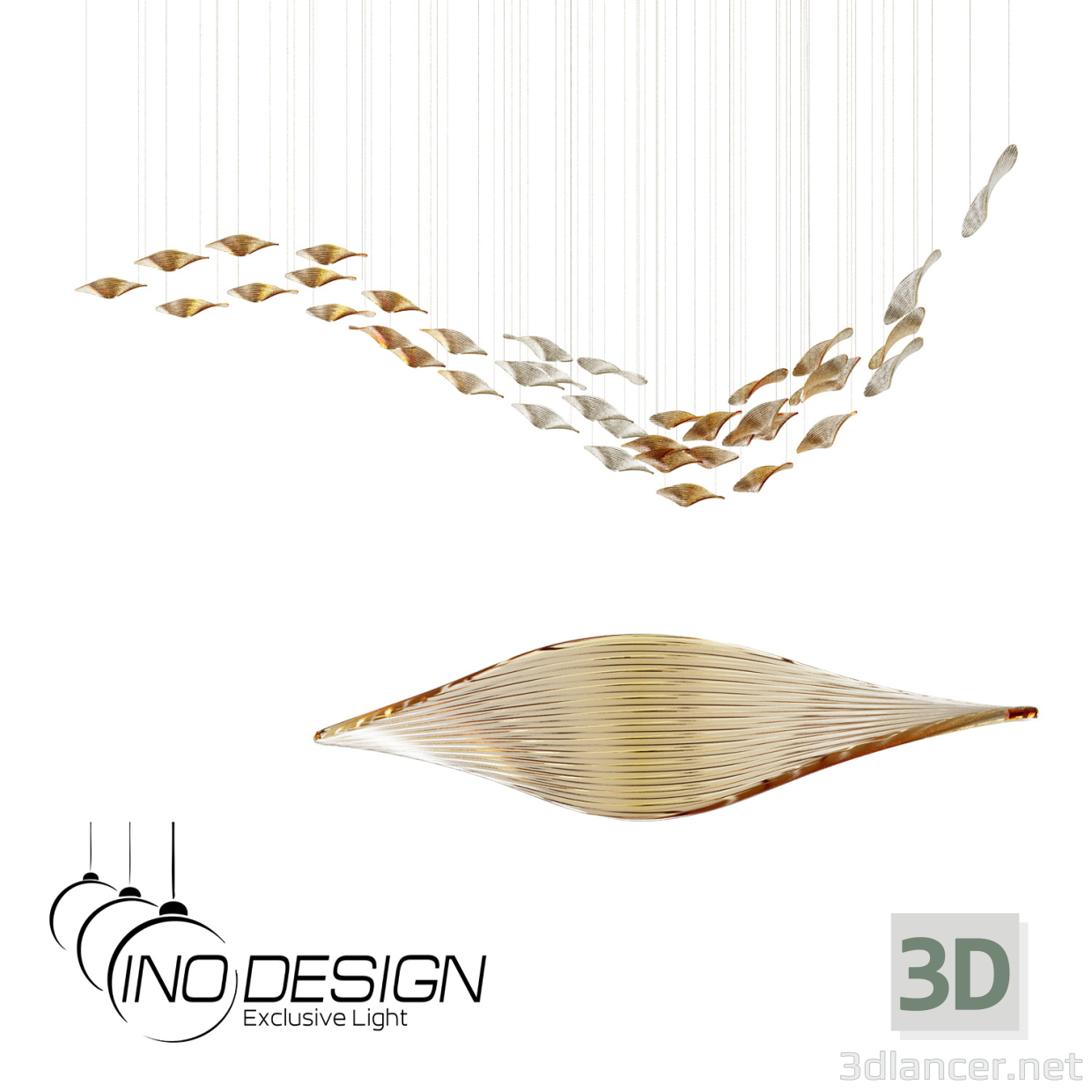 modèle 3D Décoration à suspendre Inodesign Spiral Ambre 30 - preview