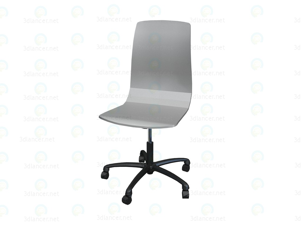 modèle 3D Chaise de bureau en bois sans accoudoirs élevés - preview