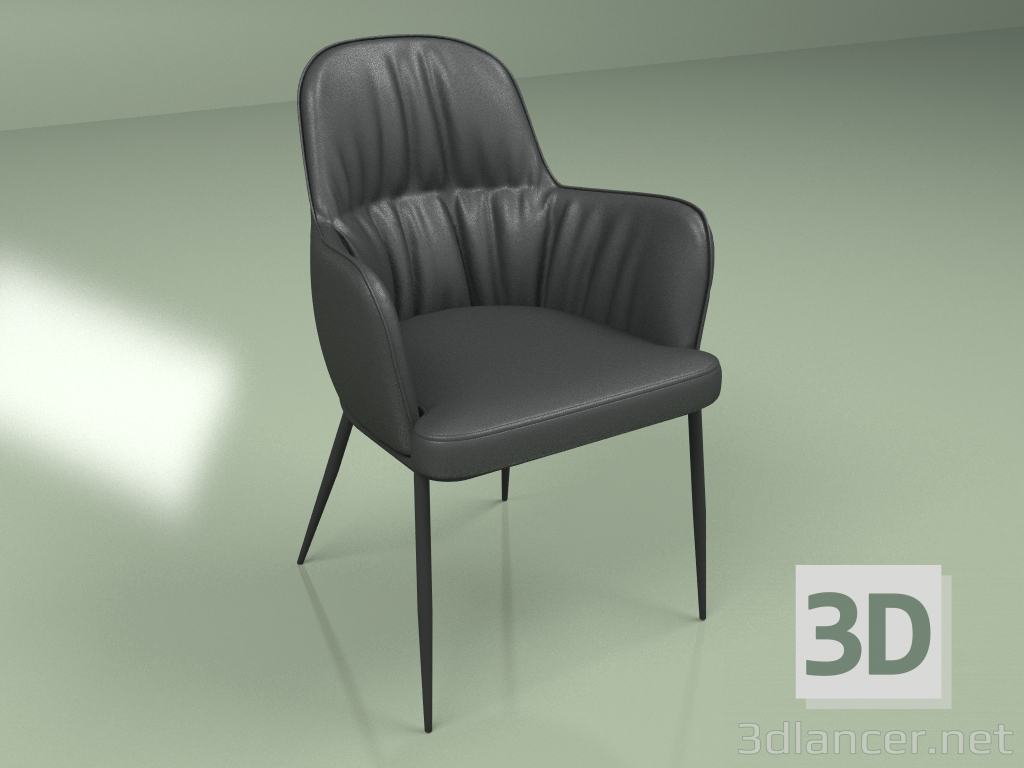 modèle 3D Chaise avec accoudoirs Sheldon Noir - preview