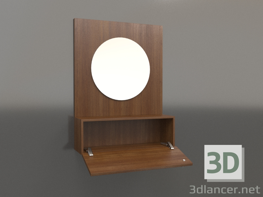 3D Modell Spiegel (mit offener Schublade) ZL 15 (602x200x800, Holzbraun hell) - Vorschau