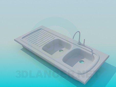 modello 3D Doppio lavello - anteprima