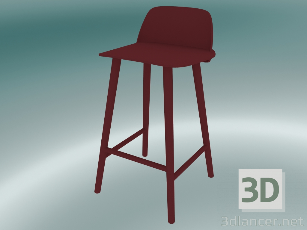 3D modeli Bar taburesi Nerd (65 cm, Koyu Kırmızı) - önizleme