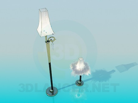 Modelo 3d Assoalho e lâmpadas de tabela - preview