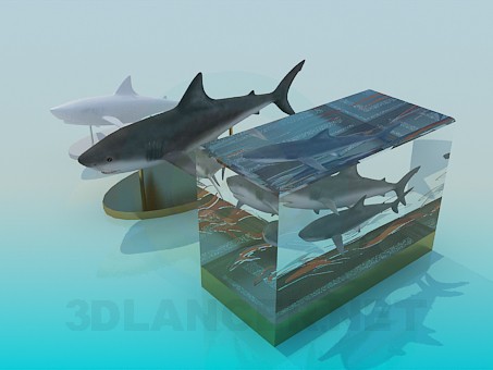 modello 3D L'arredamento di pesce sul tavolo - anteprima