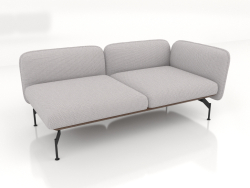 Módulo sofá de 2 plazas con reposabrazos a la derecha (tapizado exterior de piel)