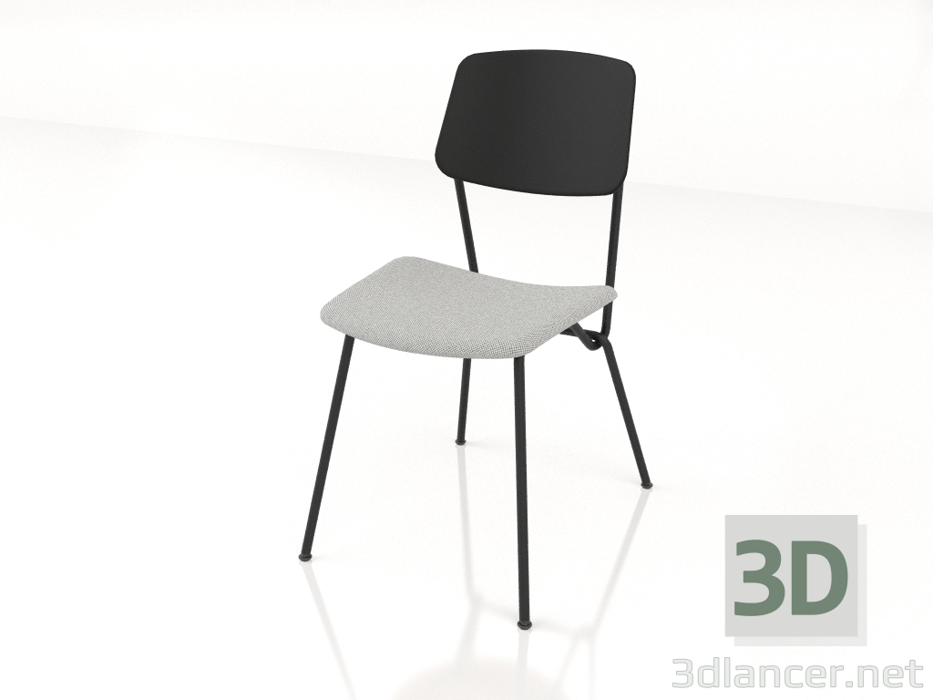 modèle 3D Chaise Strain avec siège souple h81 (contreplaqué noir) - preview