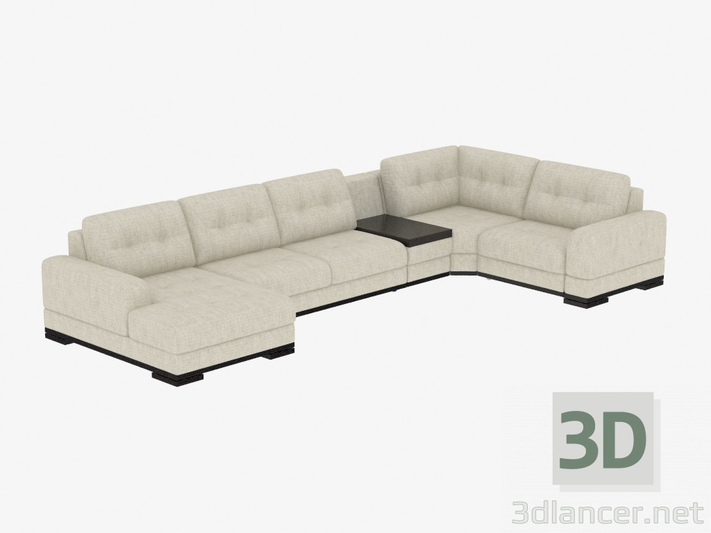 3D modeli Köşe koltuklar ile yatak - önizleme