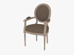 A cadeira de jantar com braços franceses do vintage LOUIS ROUND POLTRONA (8827.0008.A008)