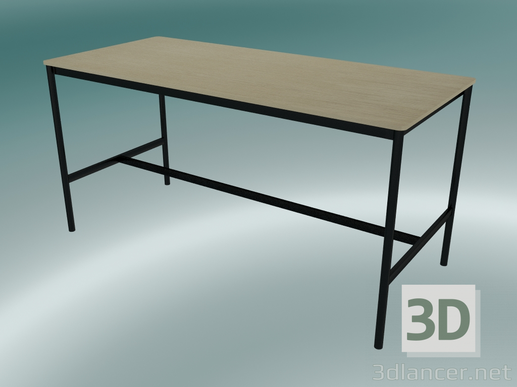 modello 3D Tavolo rettangolare Base alto 85x190x95 (rovere, nero) - anteprima