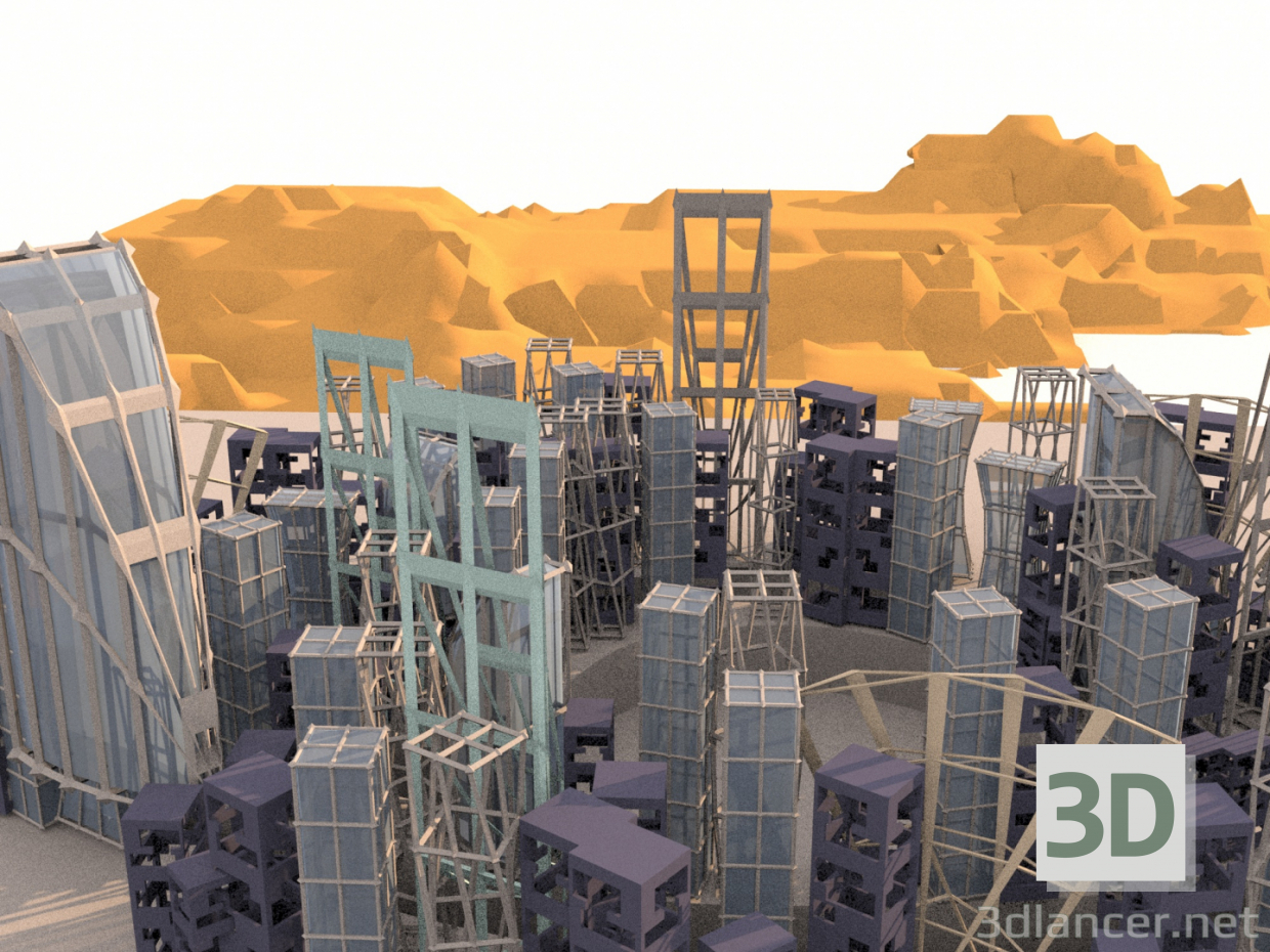 Modelo 3d Cidade do deserto - preview
