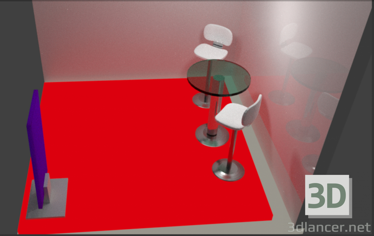3d ROOM STAND CHAIRS TABLE METAL model buy - render
