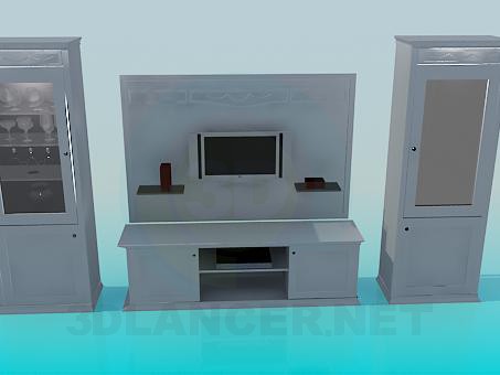 3d model Un conjunto de muebles en la sala de estar - vista previa
