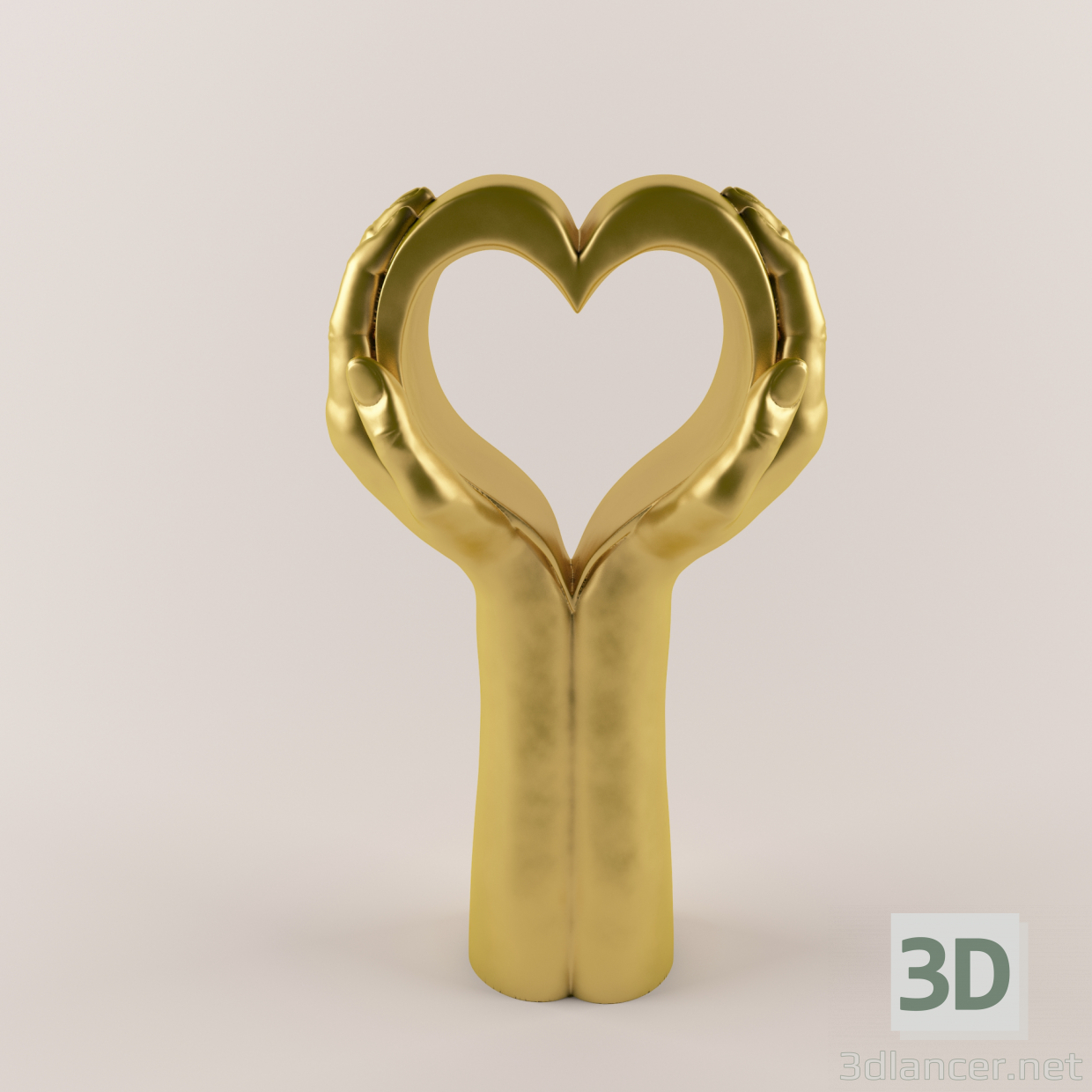 3d Золотая рука-сердце-42 модель купить - ракурс
