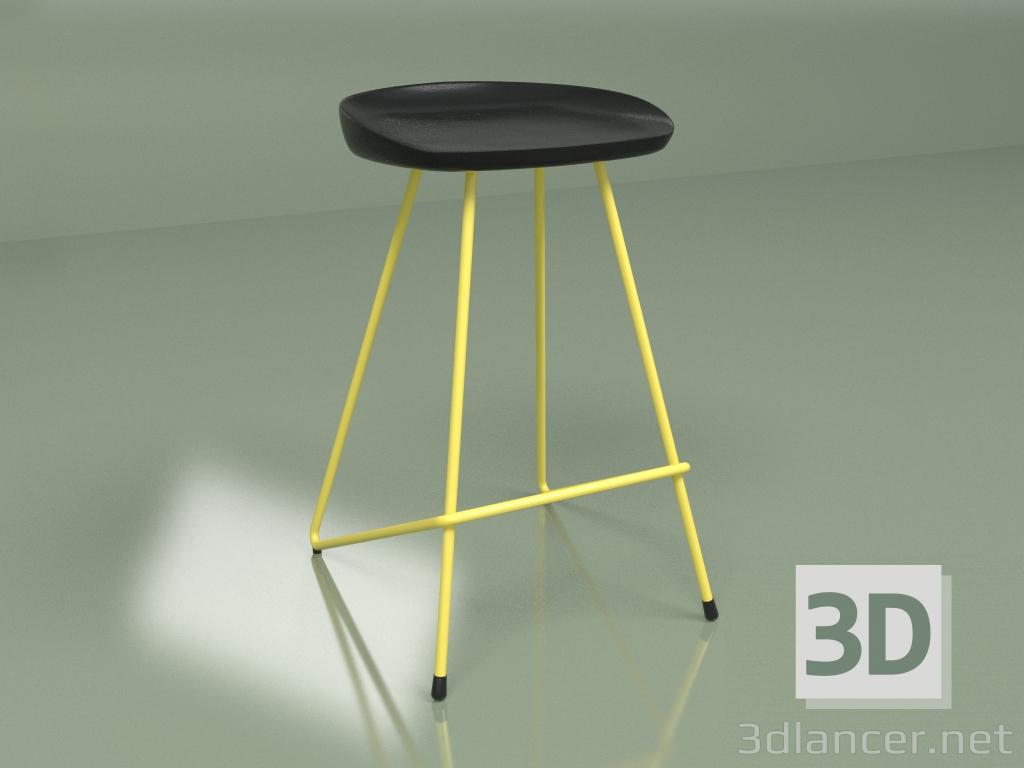 3d model Media silla de bar Henry Hairpin (negro, amarillo) - vista previa