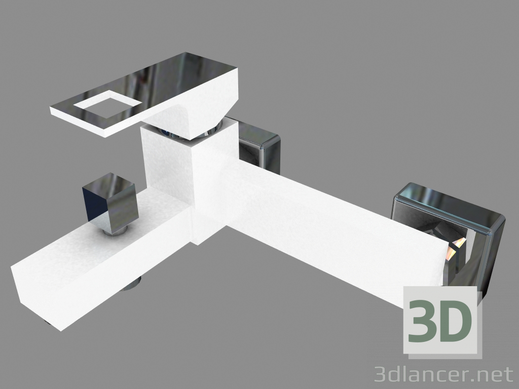 3D modeli Duvara monte banyo bataryası, duşaksız - krom beyaz Anemon (BCZ W100) - önizleme