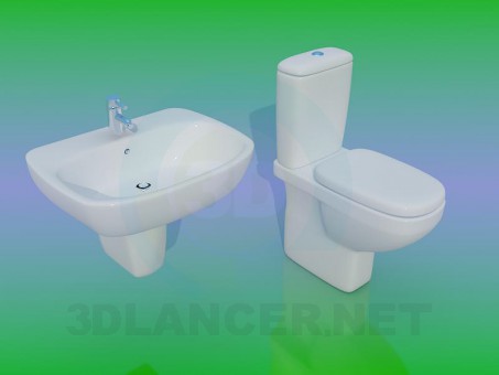 Modelo 3d WC com lavatório - preview