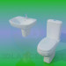 modello 3D WC con lavabo - anteprima