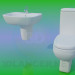 modello 3D WC con lavabo - anteprima