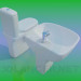 3D Modell WC mit Waschbecken - Vorschau