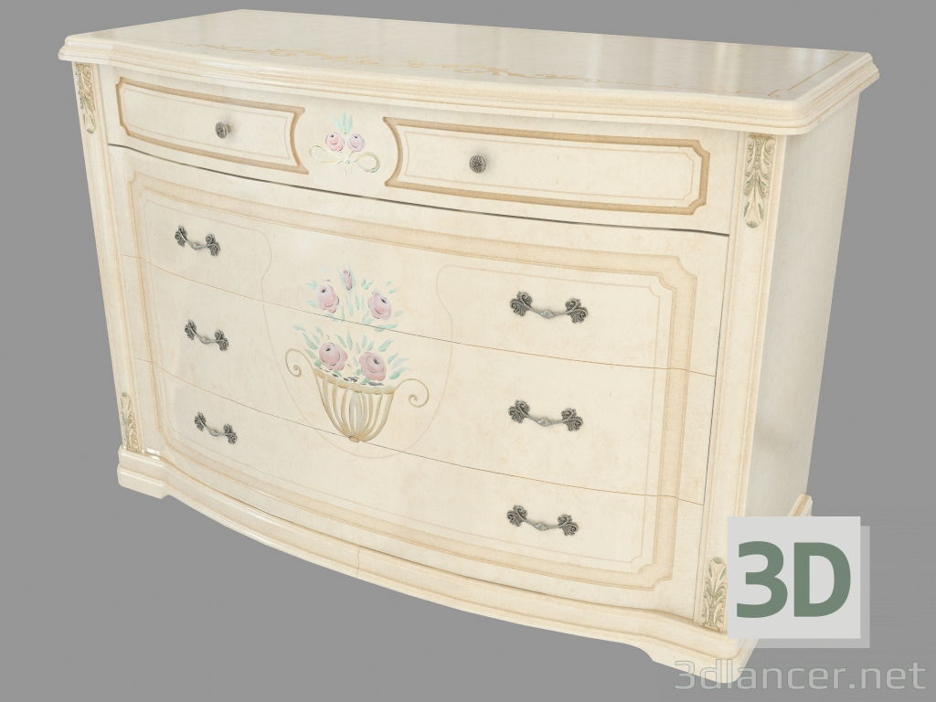 3D modeli Bir yatak odası için Dresser (1308х880х571) - önizleme