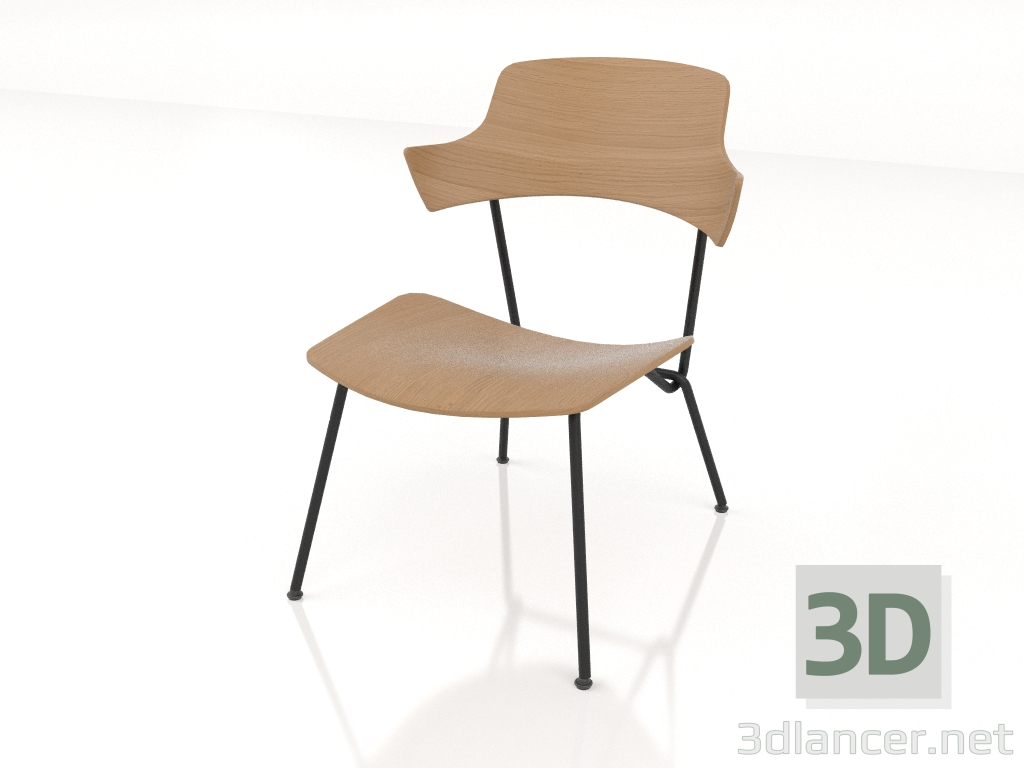Modelo 3d Cadeira baixa com braços h77 - preview
