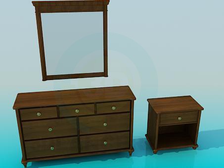 3d model dressing table and cabinet - preview