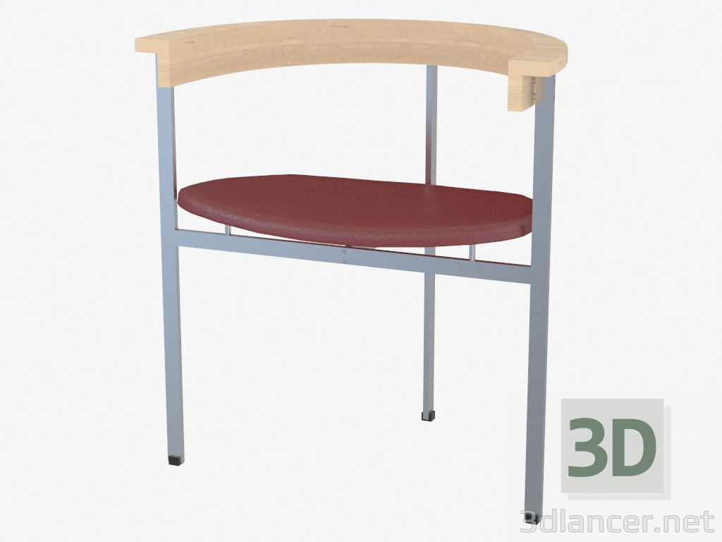 modello 3D Sedia con sedile in pelle PK11 - anteprima