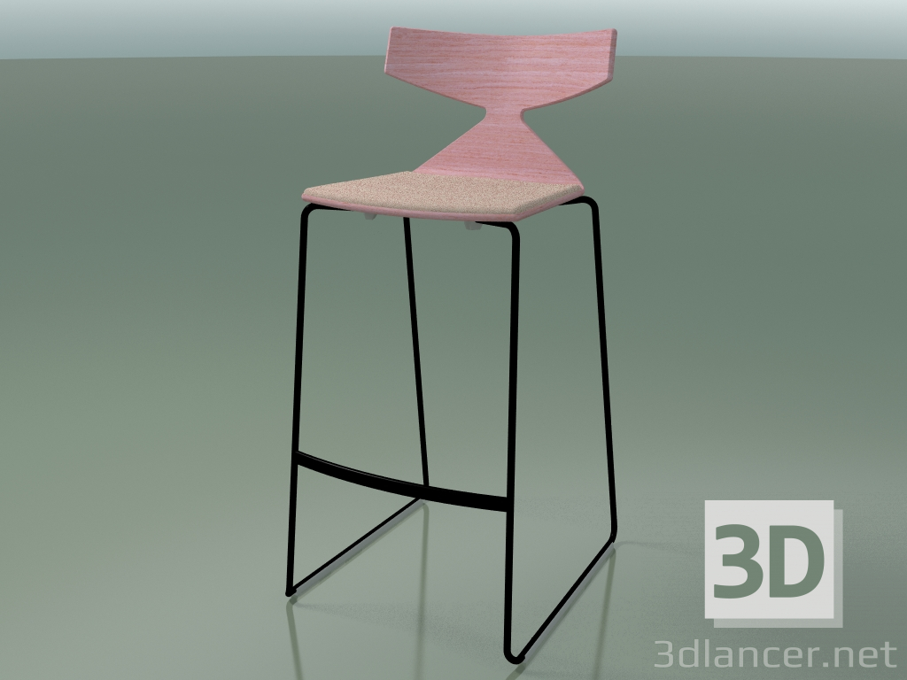 modello 3D Sgabello da bar impilabile 3713 (con cuscino, rosa, V39) - anteprima