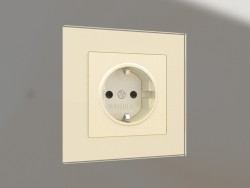 Socket with grounding, shutters and lighting (champagne corrugated)