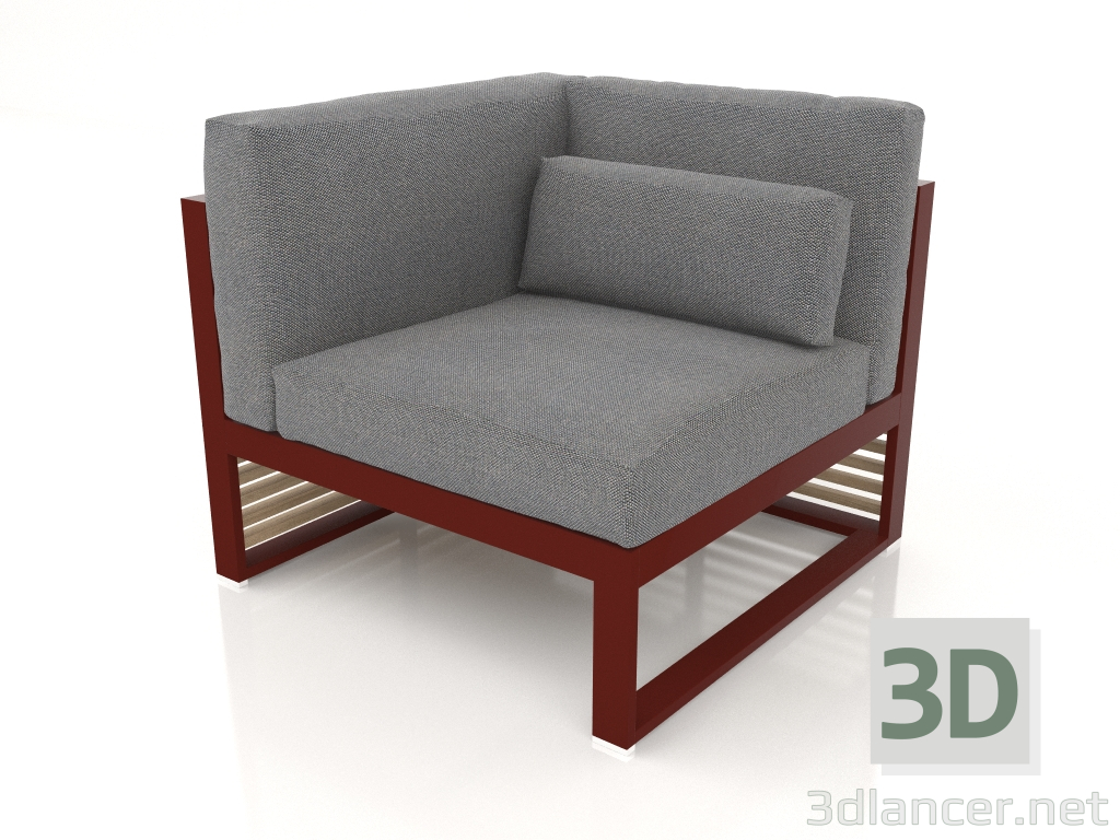 3D modeli Modüler kanepe, sol bölüm 6, yüksek arkalık (Şarap kırmızısı) - önizleme